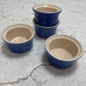 MADE IN FRANCE BLUE CUSTARD CONDIMENT CUPS SET OF 4